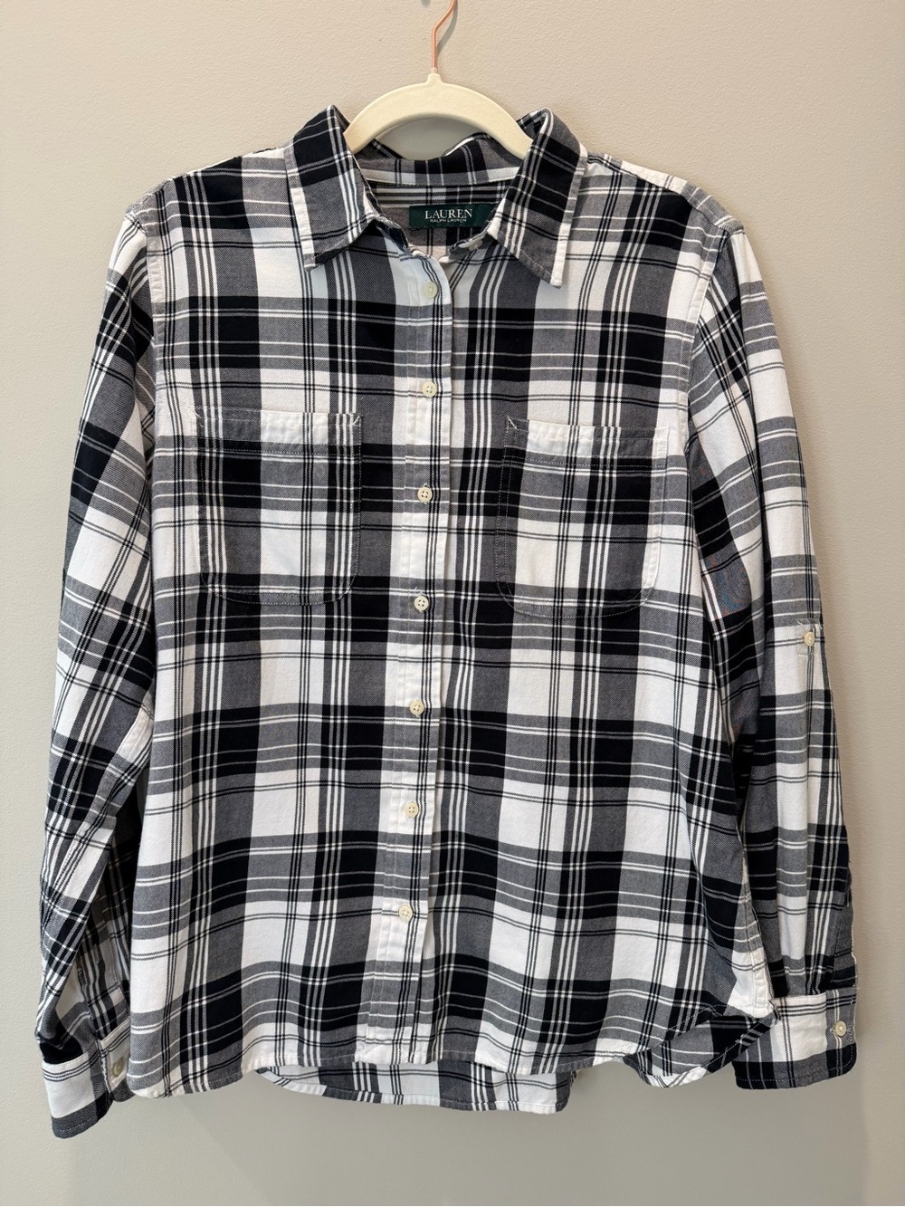 Lauren Ralph Lauren 100% Cotton Plaid Button Down Shirt Women’s Large